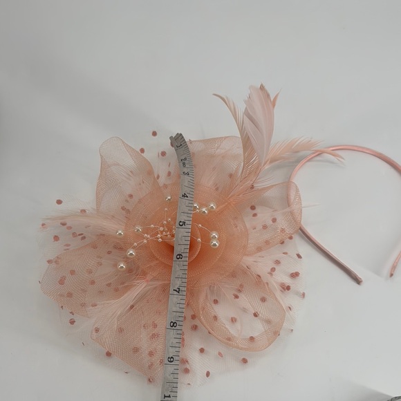 Vintage Feather Pearl Mesh Derby Headpiece Headband Headpiece Fascinator - Picture 13 of 14
